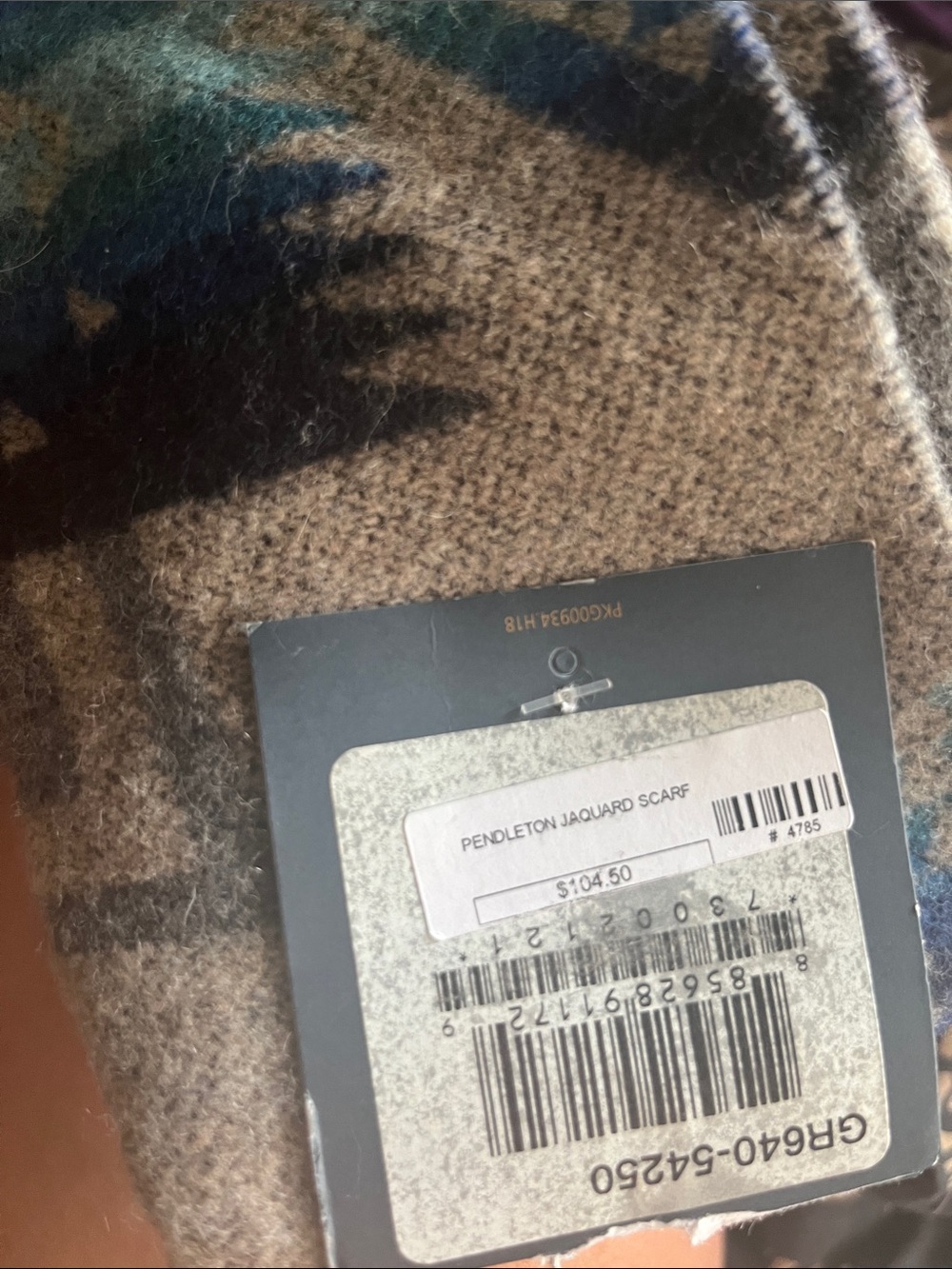New! Pendleton Jacquard Wool Scarf Mission Trails Gray Blue Yellow - Picture 4 of 5